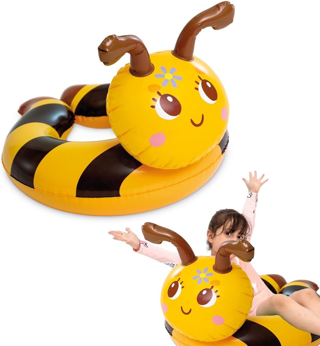 LISM-55 cm Bumblebee-zwemband Geschikt voor kinderen, Geschikt voor kinderen van 2-6 jaar, opblaasbare zwemband, opblaasbare zwemband, opblaasbaar vlot, strandfeest, spel, vakantiedecoratie
