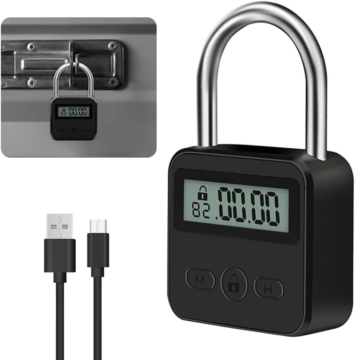 Intelligente Digitale Tijdsloten met LCD Display - Metalen Padlock voor USB Beveiliging en Gewoonten Preventie