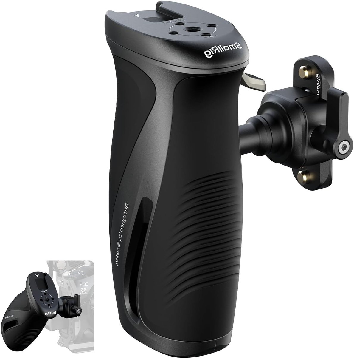 Draaibare Zijkant Handgreep met NATO Klem voor Links- en Rechtshandigen, 360° Draaibaar, Antislip Silicoon, Max. Belastbaarheid 15kg - Ideaal voor Videoproductie en Fotografie