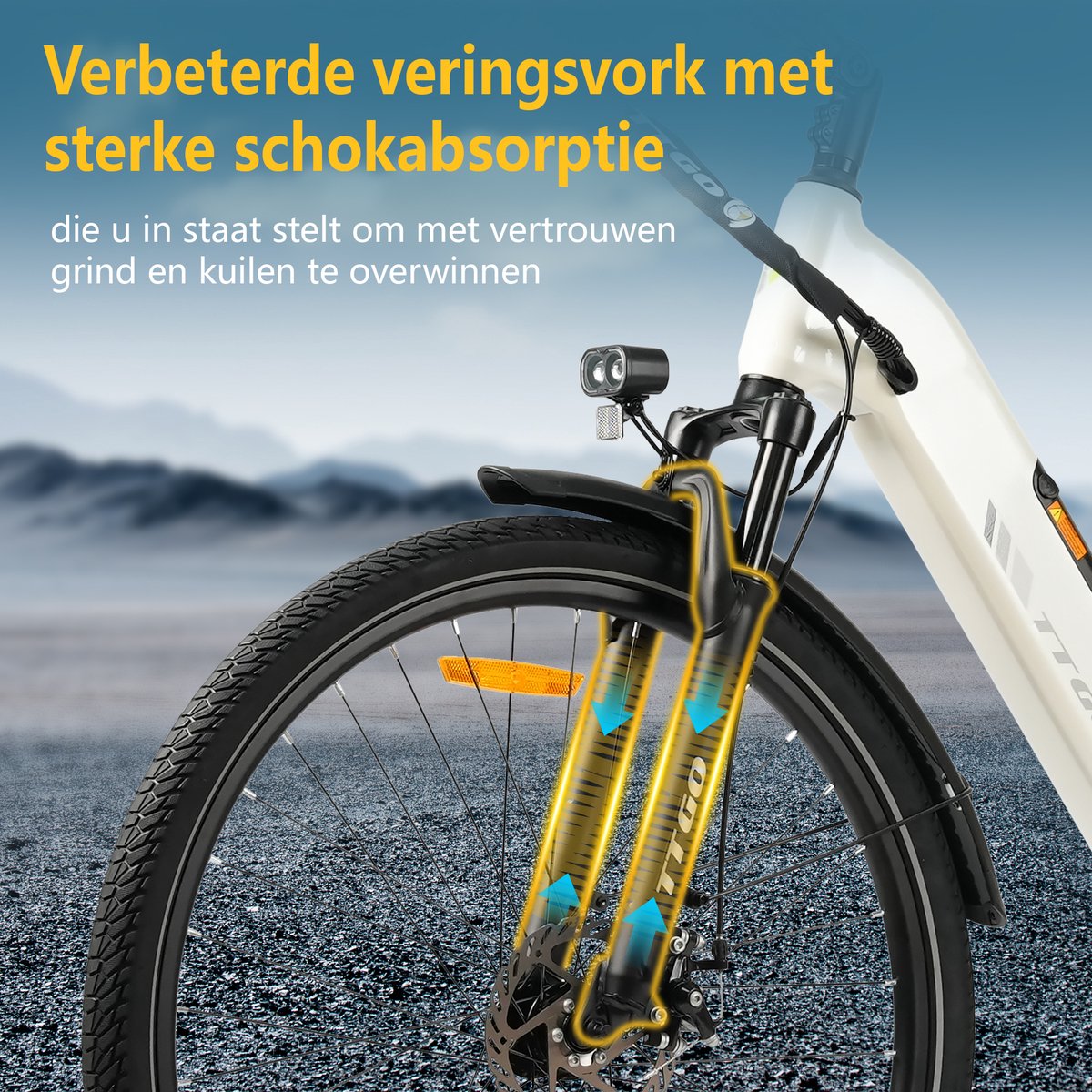 TTGO C3SE E-bike - 25 km/u - 28inch - 80km actieradius - 250W motor - 36V18Ah accu - 52NM - wit thumbnail 6