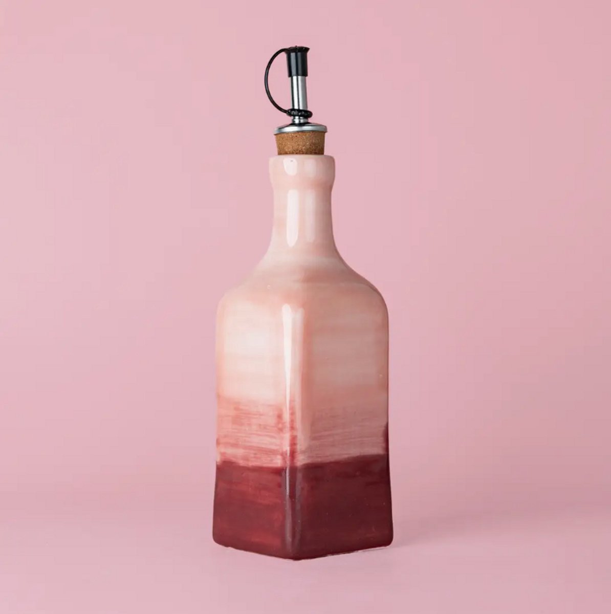 Olijfolie dispenser - Sakura - Spaans - Handgemaakt - 475ml - Keramiek - Roze - Keuken - Koken - Bakken - Olijf - Fles