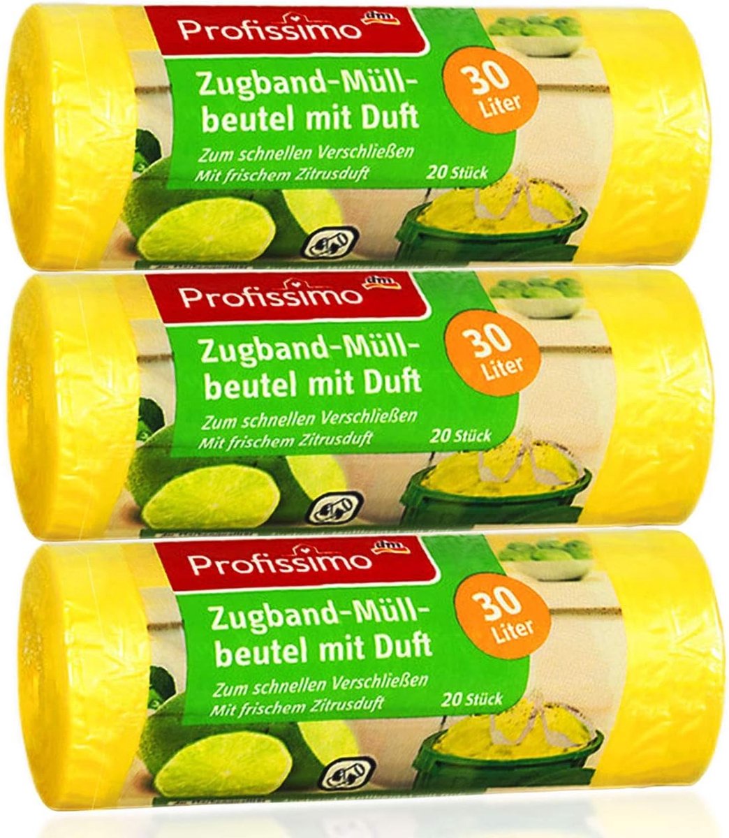 Vuilniszakken met Citrusgeur - 30 Liter - Scheurvast en Vloeistofdicht - Voor Huishouden en Kantoor