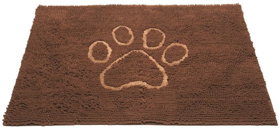 Bruine mat met een grotere beige pootafdruk in het midden.
