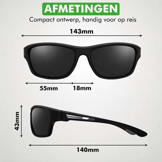 Travelhawk Zonnebril - Gepolariseerde Sportbril met UV400 Bescherming - Heren & Dames - Fietsen, Wandelen, Werk, Zwemmen & Wintersport - Fietsbril, Wielrennen & Sport - Zwart van travelhawk — afbeelding 3