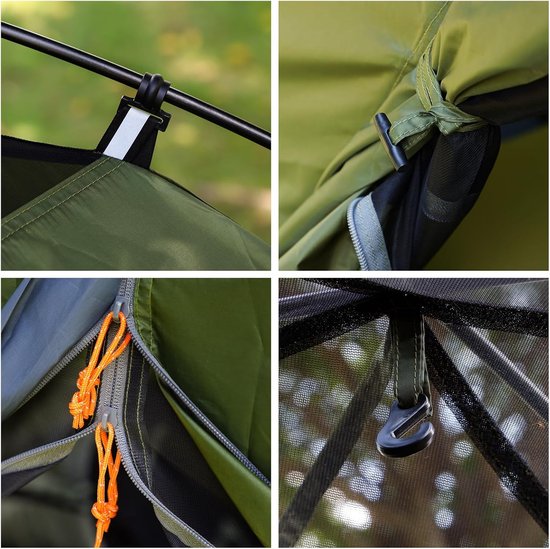 Campingtent 1-2 Persoons - Waterdicht 3000 mm - Lichtgewicht - Snel Opgezet - Voor Hiking en Kamperen — afbeelding 2