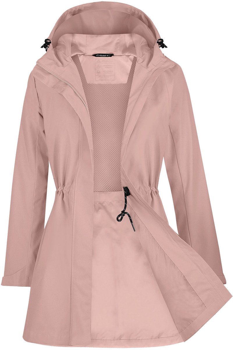 OLOEY Lange regenjas dames trenchcoat | ademende tussenjas met winddichte afwerking - Maat S