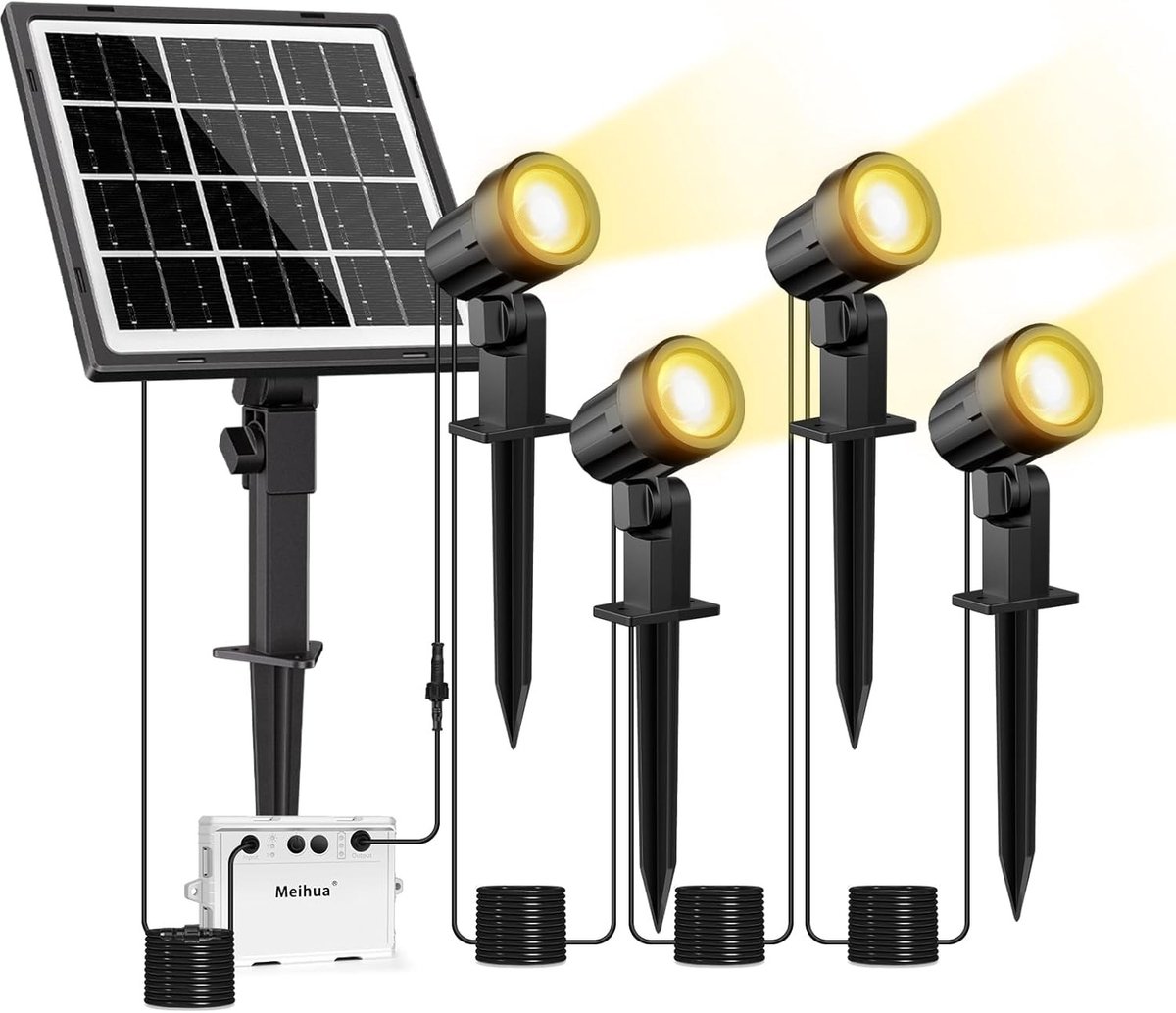 Tuinverlichting op zonne-energie - Warmwit - 3 Lichtsterktes - IP66 Waterdicht - Voor Tuinen en Terrassen