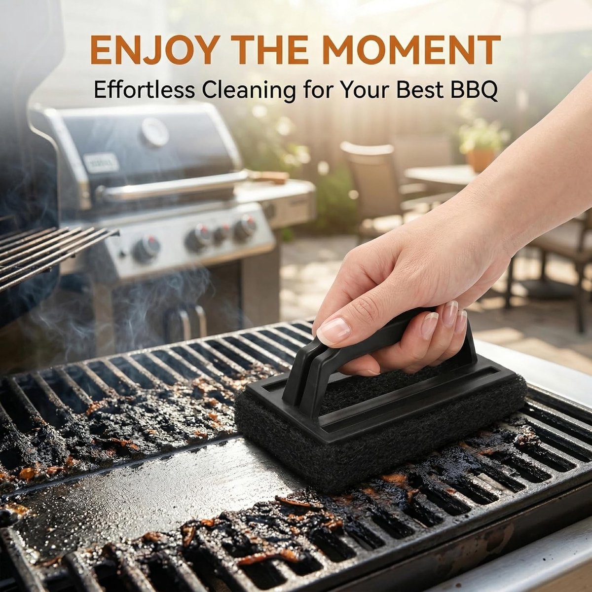 Grillborstel met spons - Roestvrij staal - Ergonomische handgreep - Effectieve reiniging - Voor BBQ-liefhebbers