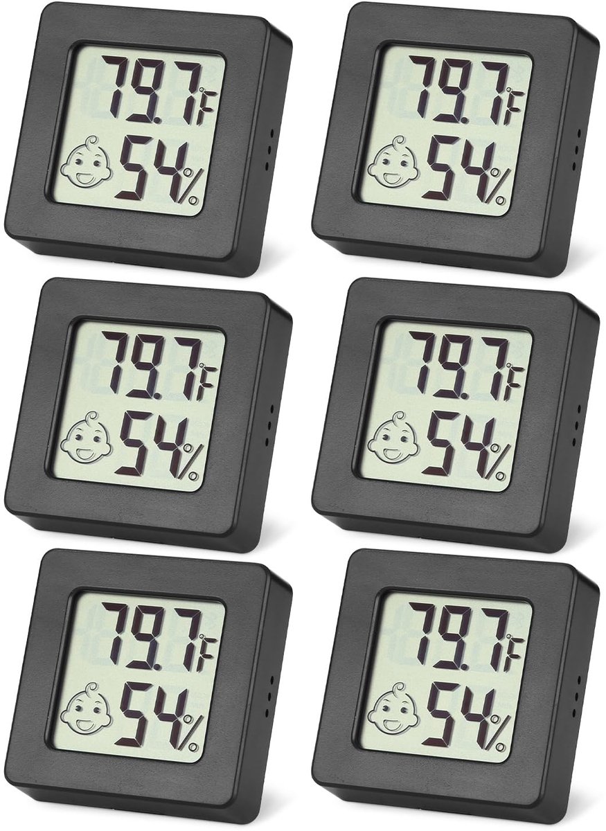 Mini-thermometer en Hygrometer - Zwart - Digitale Temperatuur- en Vochtigheidsmonitor - Compact en Nauwkeurig - Voor Binnengebruik