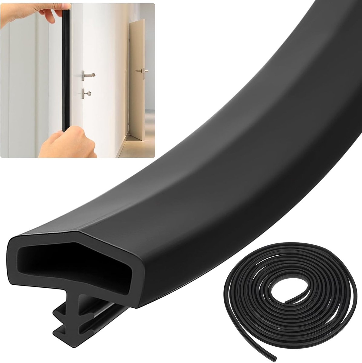 Draai- en tochtstrip voor deuren en ramen, 5 m, 12 mm, tochtwering, geluidsisolatie en energie-efficiëntie voor deur- en raamkozijnen