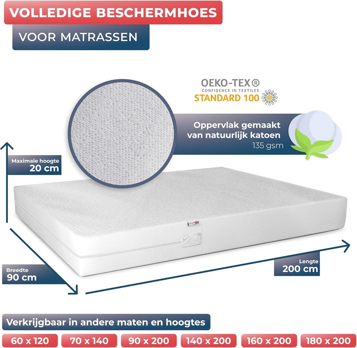 Waterdichte Matrashoes - Katoen - Hypoallergeen en comfortabel - Geschikt voor alle matrassen