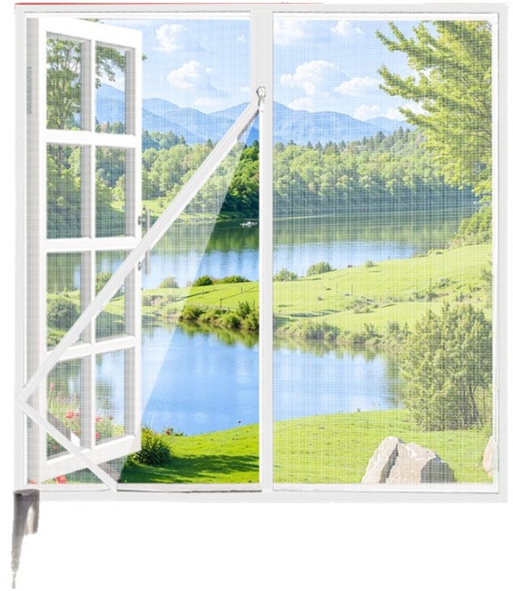 YAGXIG Horgaas - Geen boren nodig - Magnetische automatische sluiting - Met plakband - Geschikt voor slaapkamers, balkons en deuren (wit, 120 x 120 cm)