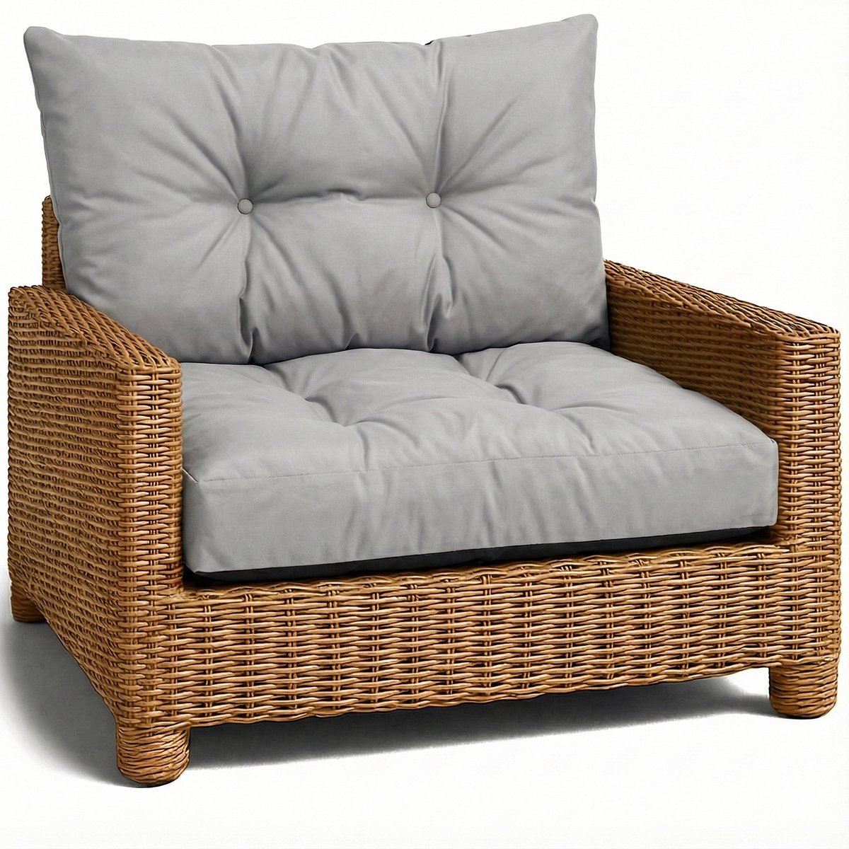 Kussen Lounge Tuinmeubelen - Zitkussen 50x50 cm Rug Rattan Ideaal voor balkon terras loungeset buiten comfort vulling dik duurzaam Lichtgrijs