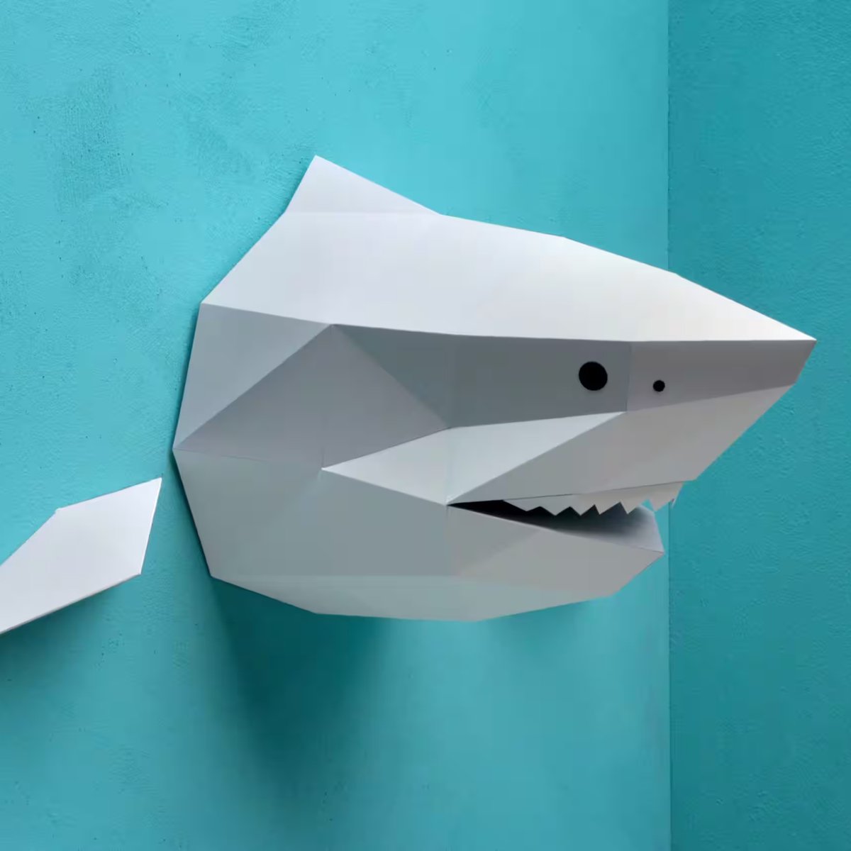 Assembli DIY dierenhoofd papieren Haai grijs