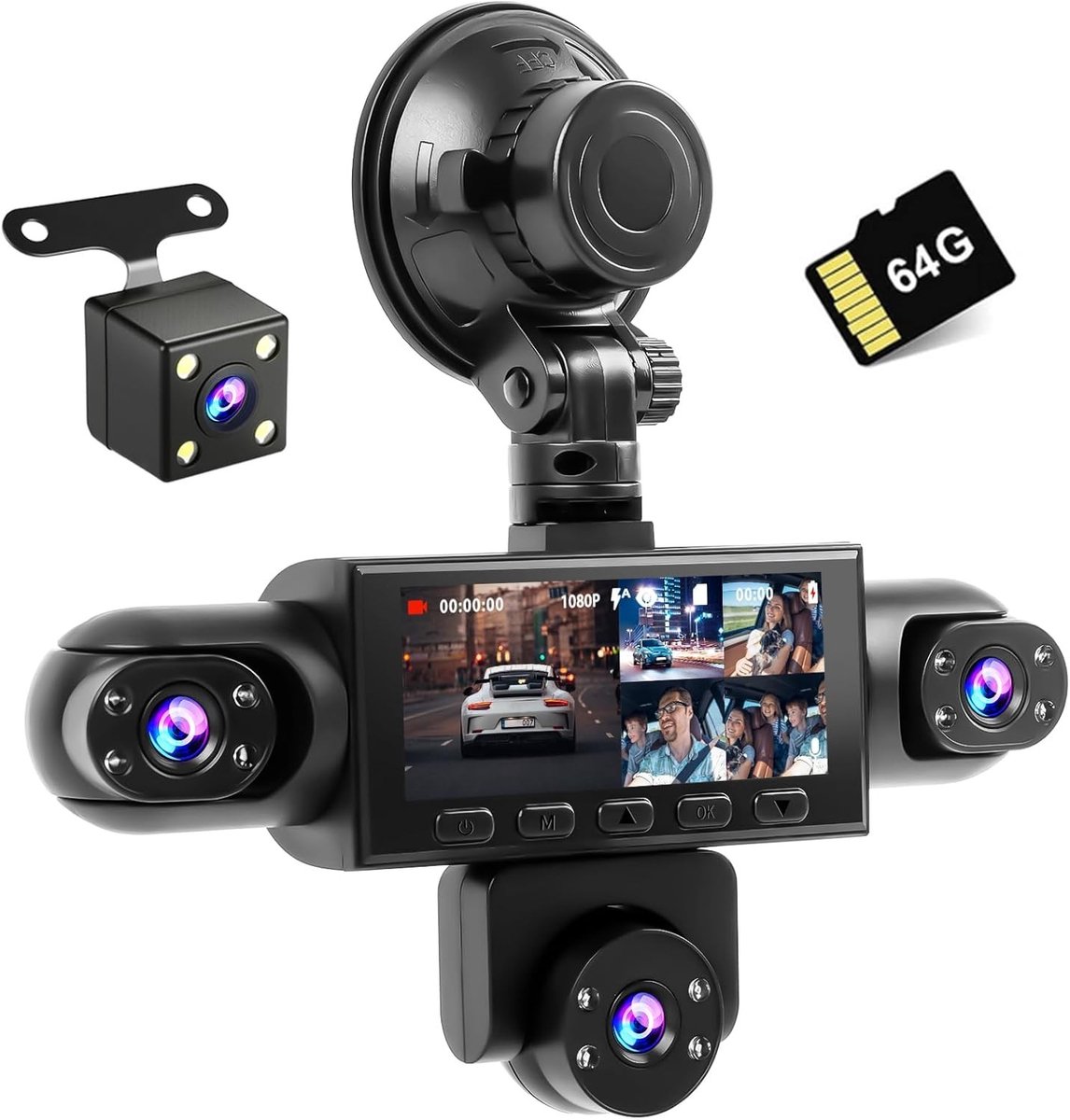 Dashcam voor Auto - Full HD - 360° Dekking - Nachtzicht - Voor Alle Voertuigen