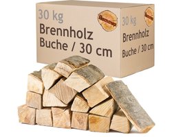 Brandhout, 30 kg voor kachels, open haarden, vuurkorven en barbecues, beukenhout, 30 cm, Flameup