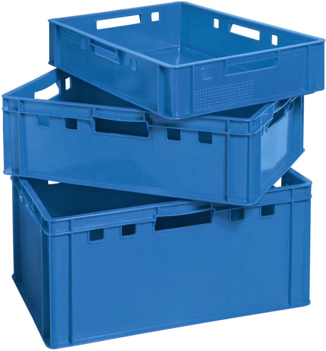 Vleeskrattenset E1 E2 E3 Blauwe Vleeskratten Euroboxen Voedselveilige Slagerskist Opbergdoos Plastic Bak Stapelbaar Kingpower