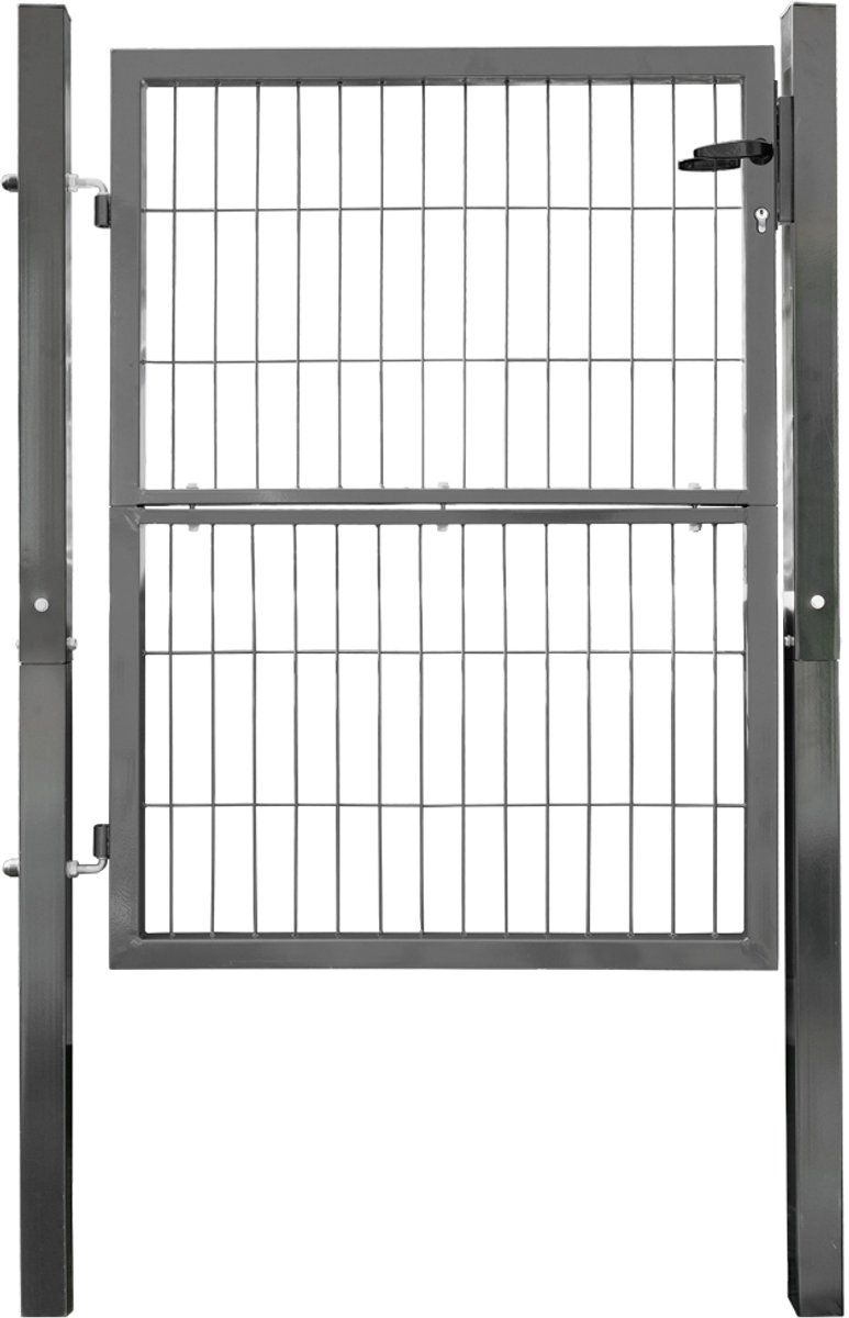 Tuinpoort / Poort voor tuinafscheiding – 120 cm hoge metalen tuinpoort voor gaaspanelen – Afsluitbaar – Incl. palen – Antraciet – V2Aox
