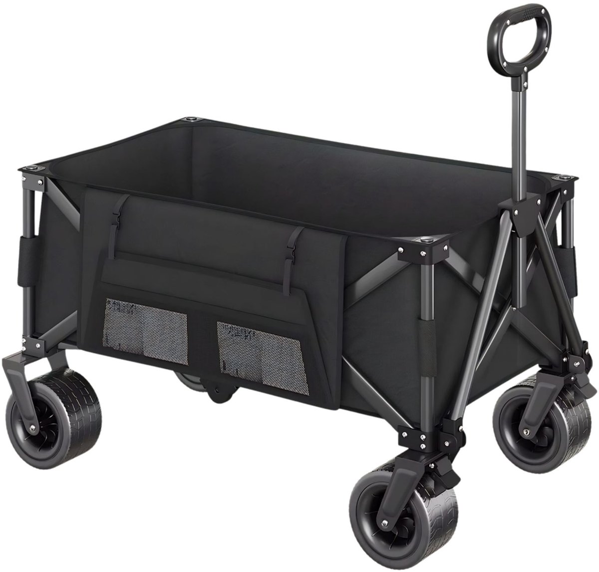 Opvouwbare Bolderkar - Met Grote Wielen en Verstelbare Handgreep - voor camping en tuin - Zwart 600D Oxford Stof - Rood