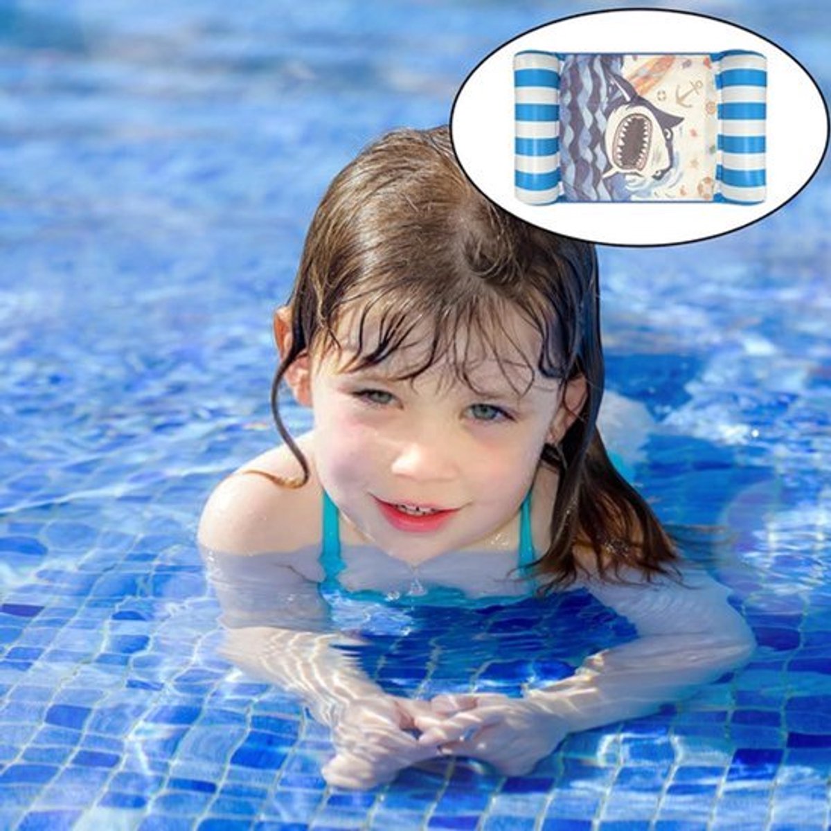 Zwembad Waterhangmat Opblaasbare Zwembadstoel Drijvend Luchtbed Relaxstoel met Armleuningen