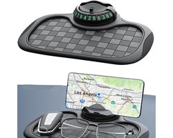 3-in-1 Antislip Automat - Antislipmat Auto Met Telefoonhouder - Met 360° Draaibare En Verstelbare - Anti Slip Matje Auto - Dashboard - Antislip Pad Mat - Houder Auto - Auto Accessories - 19.5 X 18 Cm - Zwart