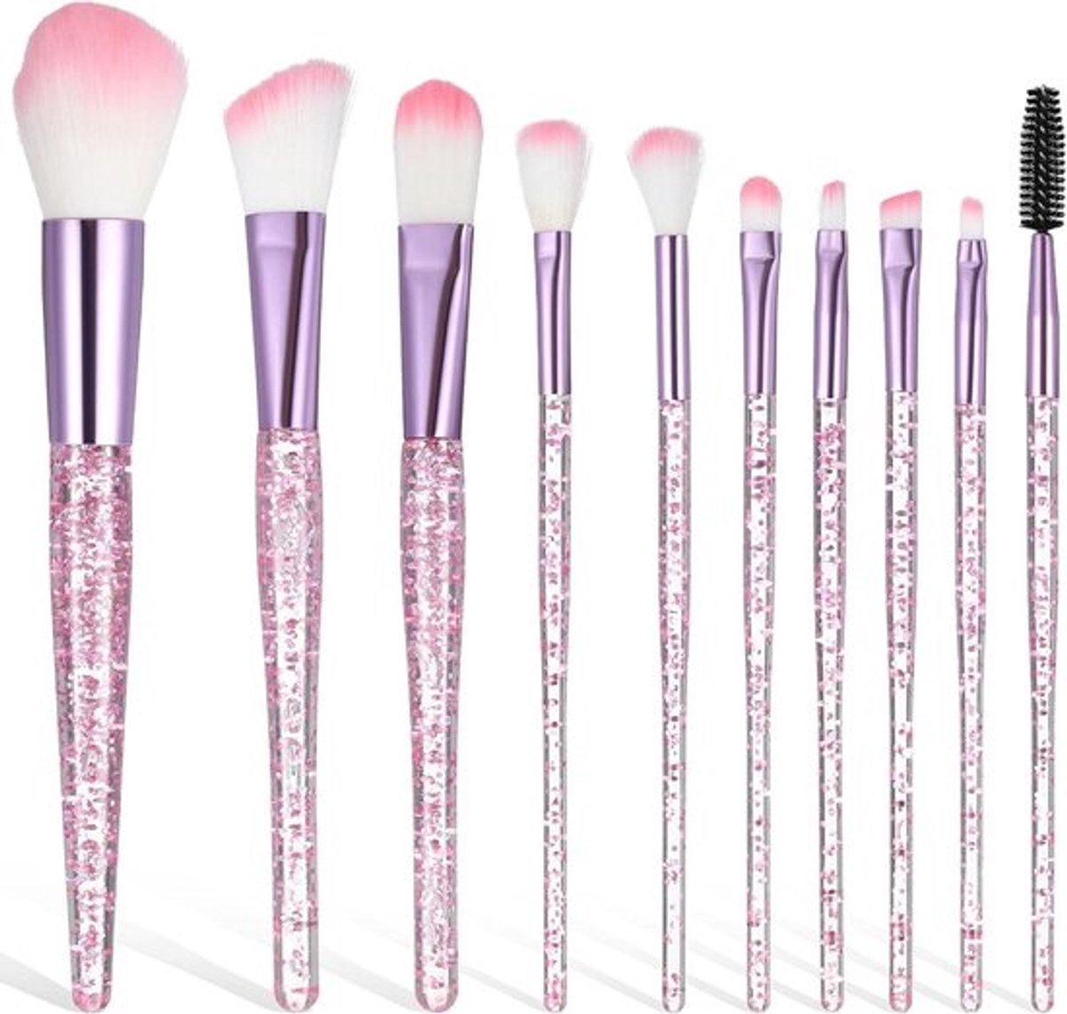 Glitterkristallen make-upkwastenset - 10 stuks voor oogschaduw, foundation en blush