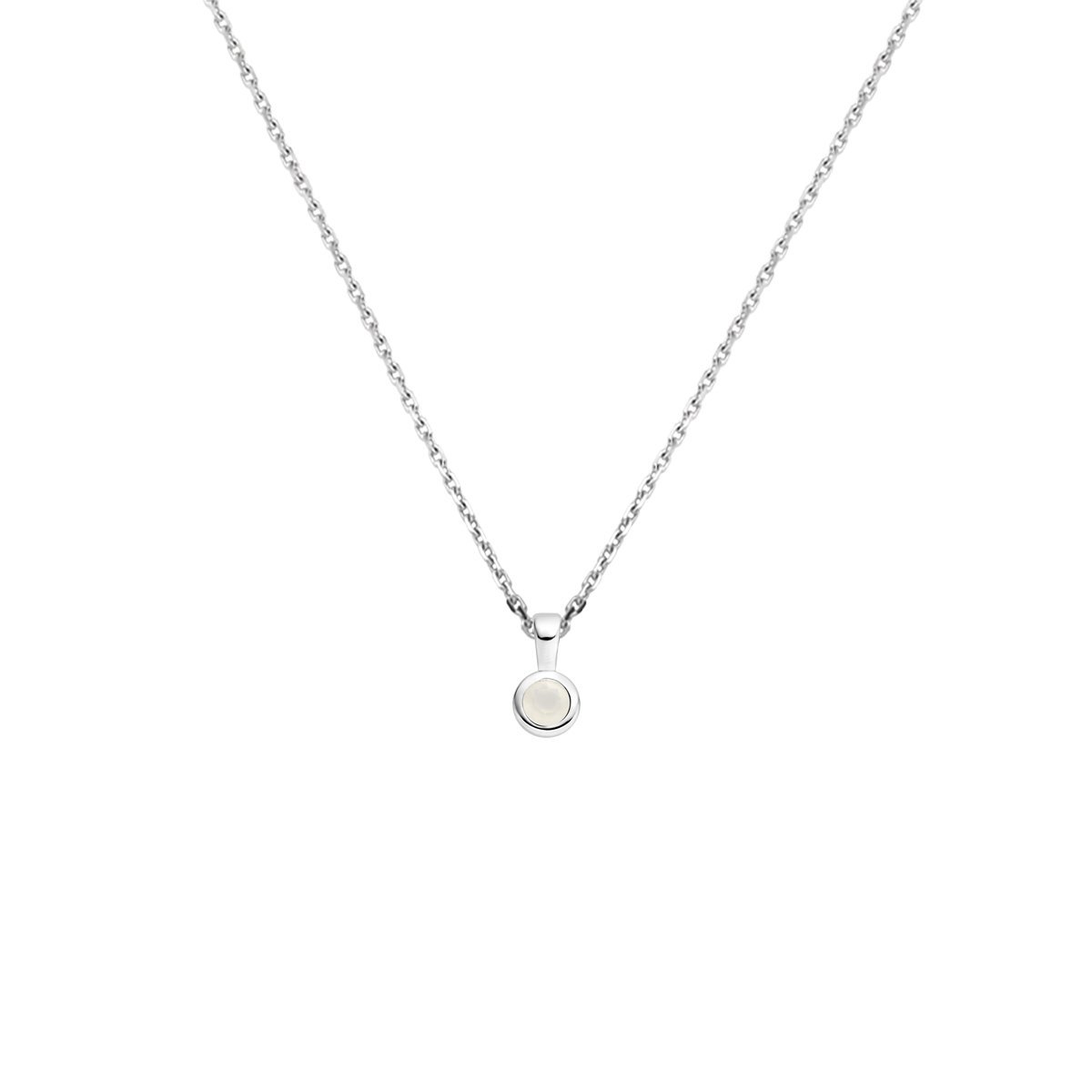 Collier Met Geboortesteen 41 + 4 Cm Zilver Gerhodineerd