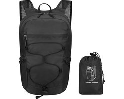 Vouwbare en ultralichte 15L rugzak - Waterdichte multifunctionele hiking rugzak met opbergtas voor kamperen, reizen en fietsen in zwart