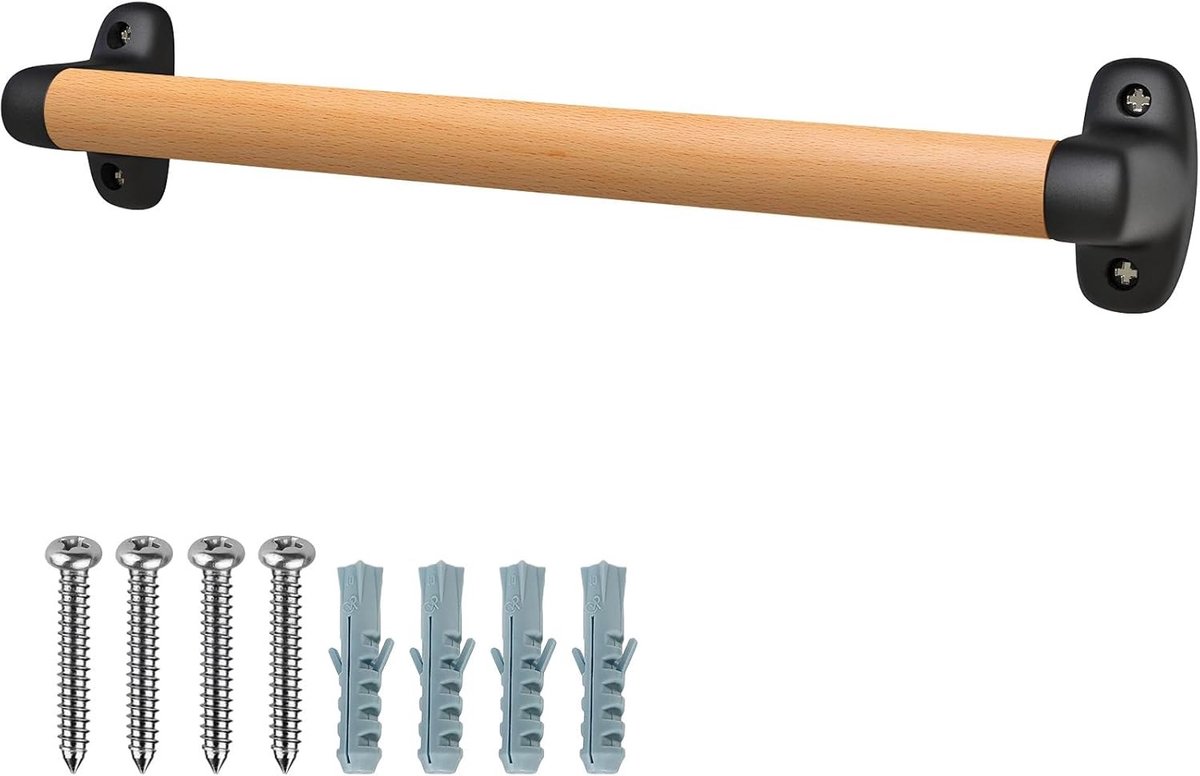 24 inch houten leuning, veilige handgreep voor speeltuin, wandbevestigde trapleuning voor kinderen, klimhandgreep voor binnen en buiten, ideaal voor tuin en badkamer