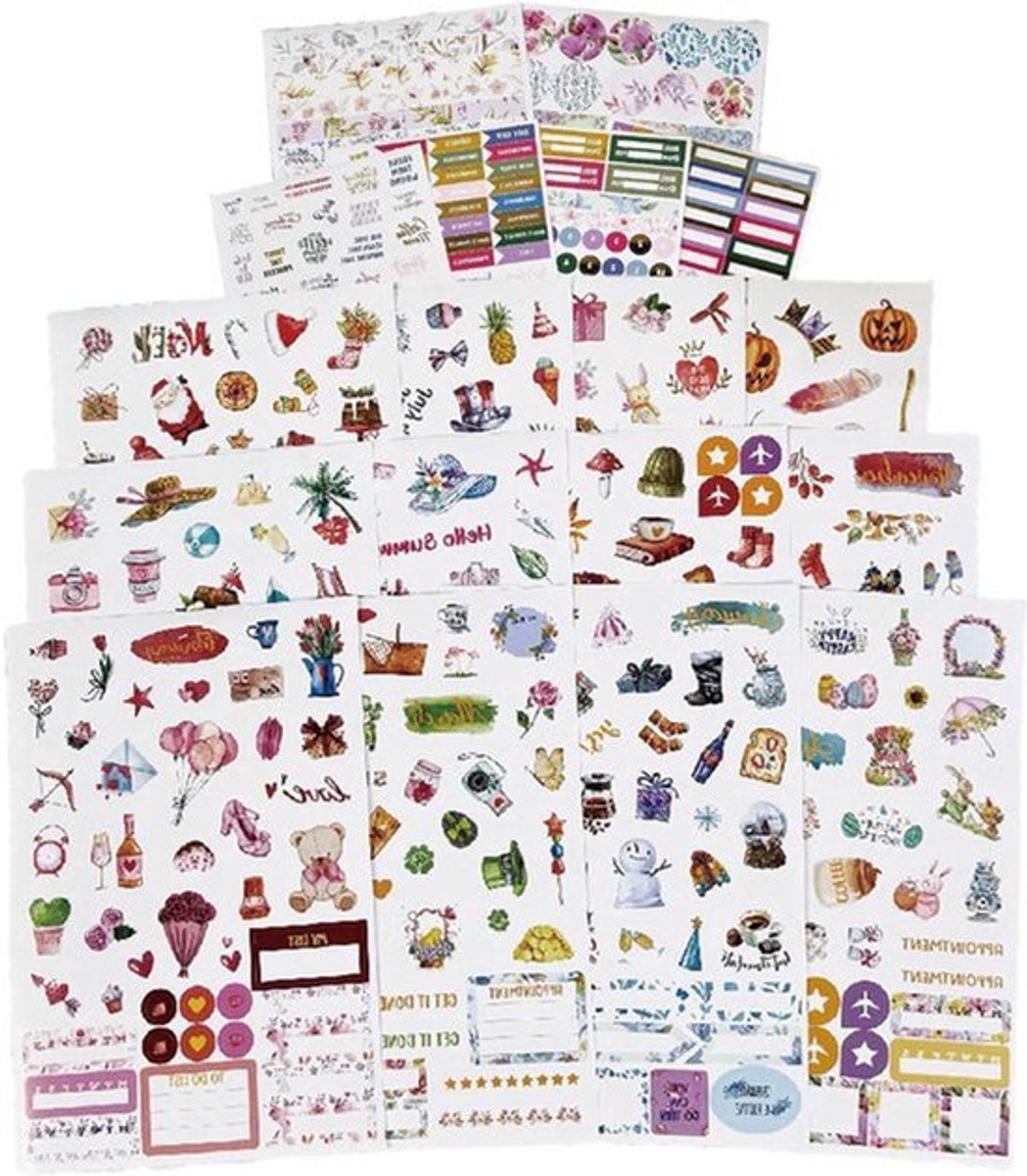 Planner Stickerset - 18 vellen/785 stuks voor bullet journals, dagboeken en kalenders