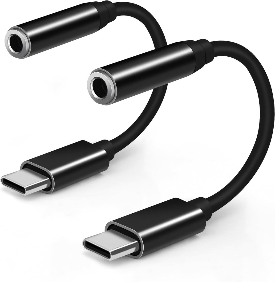 USB-C naar 3.5mm Koptelefoonadapter (2 Pack) - Type C naar Aux Adapter voor Smartphones, Tablets en Laptops, Compatibel met Galaxy, iPad Pro en MacBook