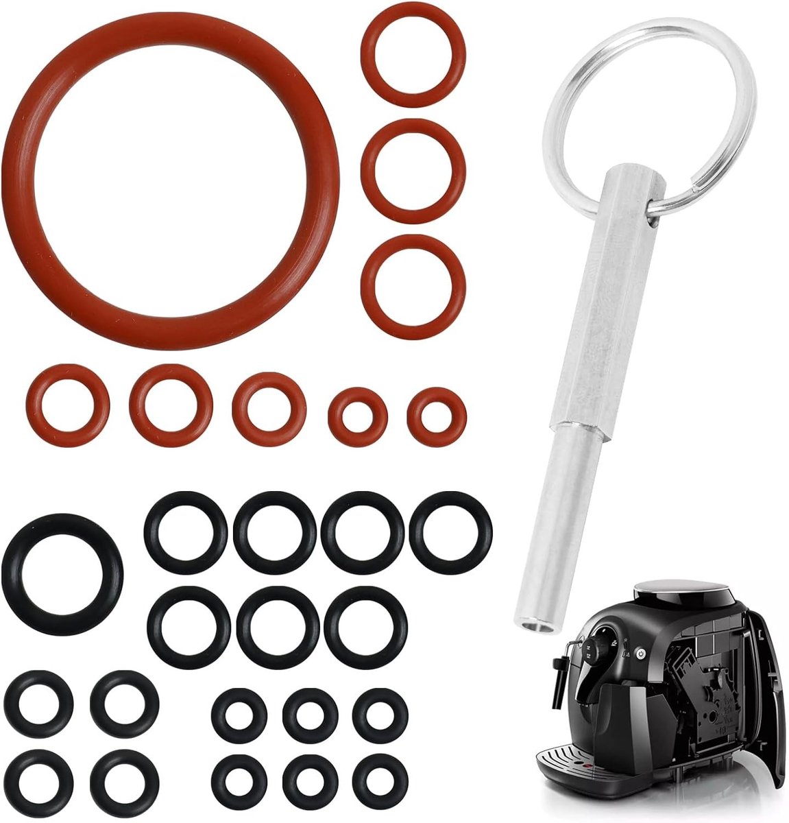 Ovale Steeksleutel met Sleutelhanger, 21-delige Set voor Reparatie van Automatische Koffiemachines, Geschikt voor Jura en Krups Modellen