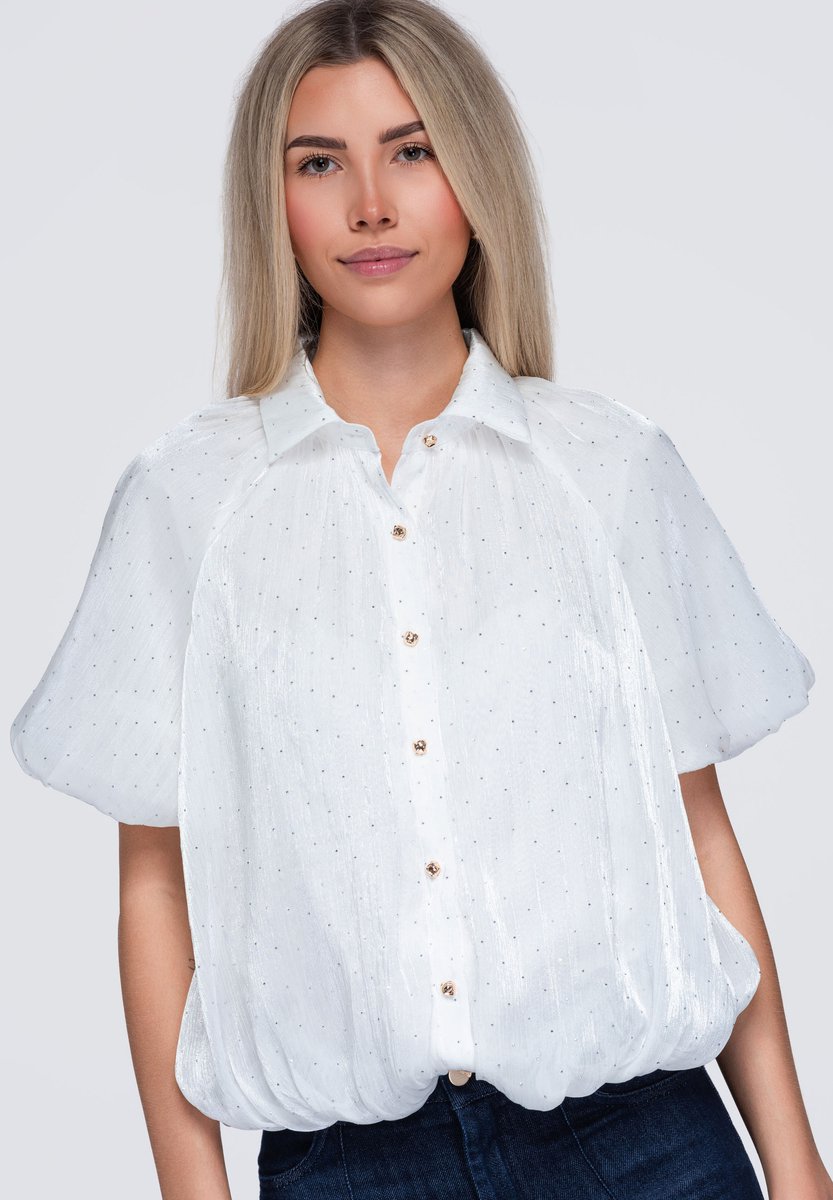 OMBRE Overhemd - Regular Fit - Korte Mouw - Knopen Wit L