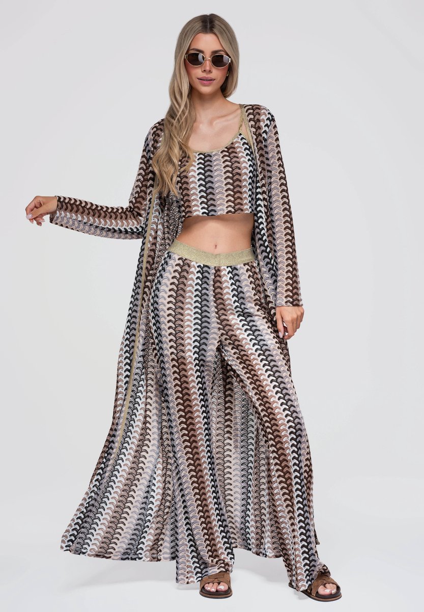 OMBRE Trui - Loose Fit - Katoen - Lange Mouw Bruin M/L