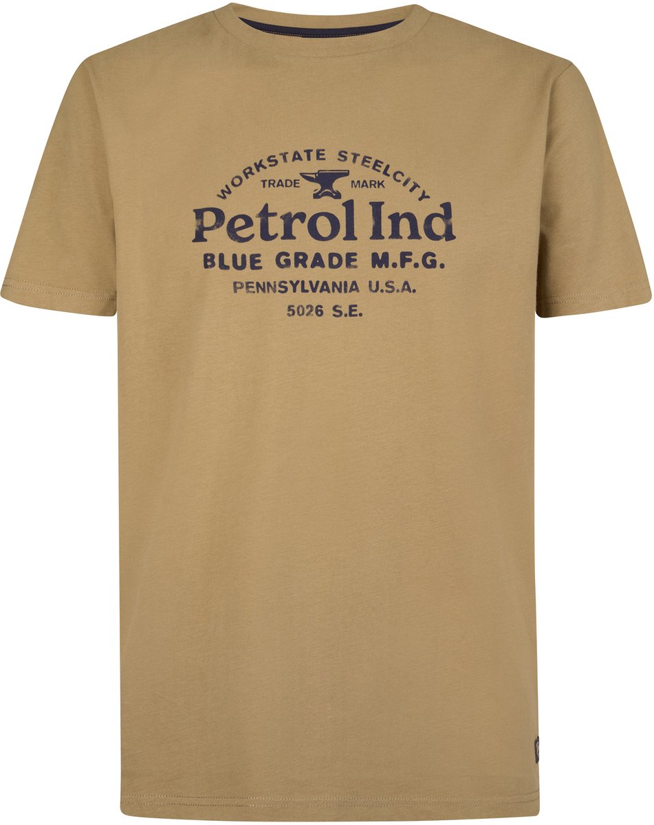 Petrol Industries - Heren T-shirt met industriële print elliott - Bruin - Maat XXXL