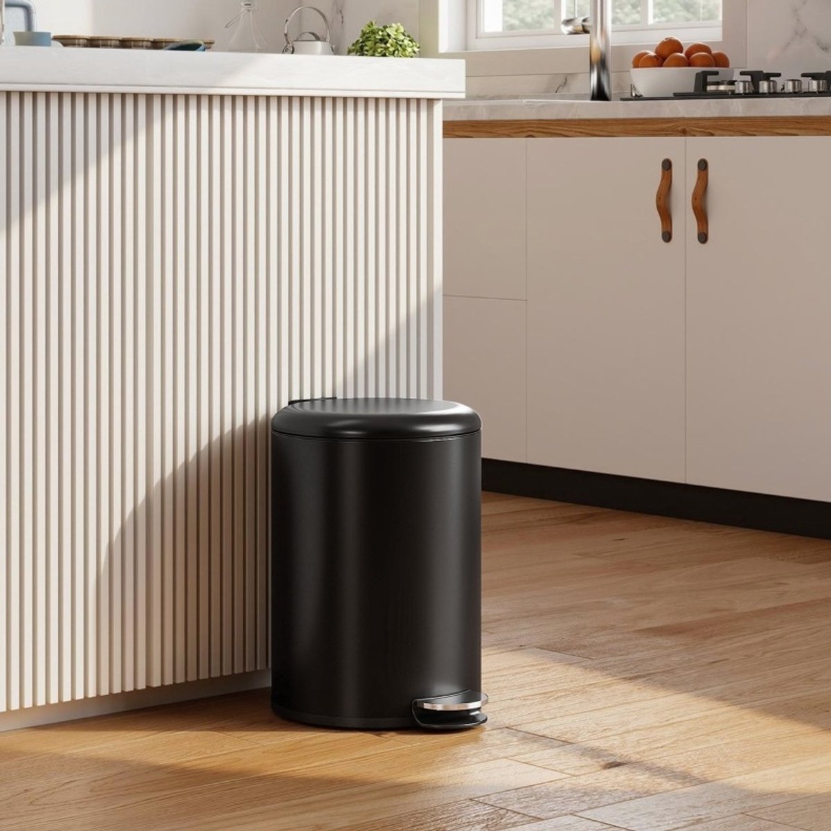 MIVRAY Prullenbak – 20 Liter Pedaalemmer Met Softclose Deksel – 36 x 30 x 44 cm – Metaal – Zwart – Met Binnenemmer