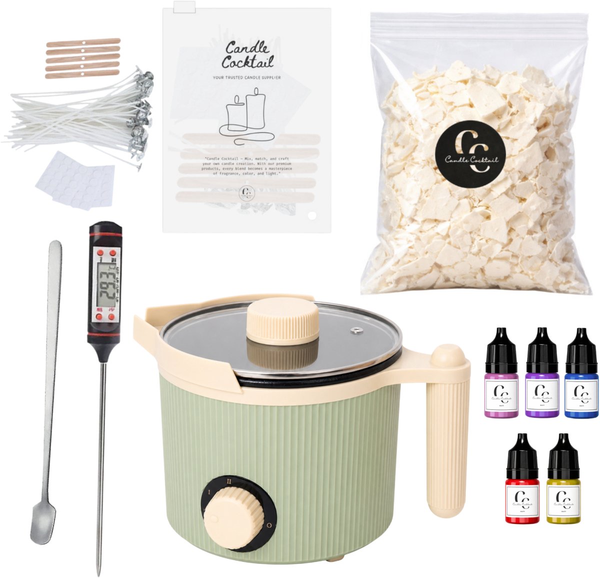 Kaarsen Maken XL Set – Complete DIY Hobbypakket – Zelf Kaarsen Gieten met Pillar Sojawas – Candle Cocktail®