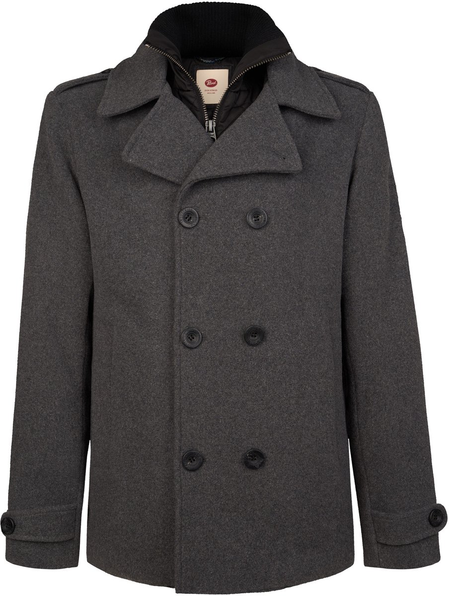 Petrol Industries - Heren Wollen peacoat millstation - Grijs - Maat L