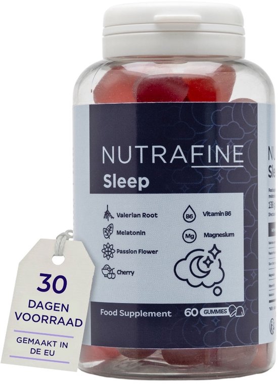 Nutrafine Slaap Gummies – Melatonine, Valeriaan, Passiebloem, Citroenmelisse, Magnesium & B6 – 60 Gummies