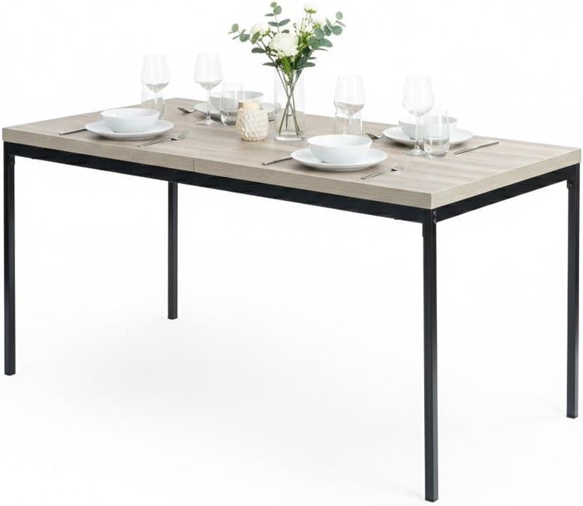 Eettafel Rechthoekig - Keukentafel Bureau - Dineren Werken - Antislip Poten - 150 x 75 x 75 cm - Grijs