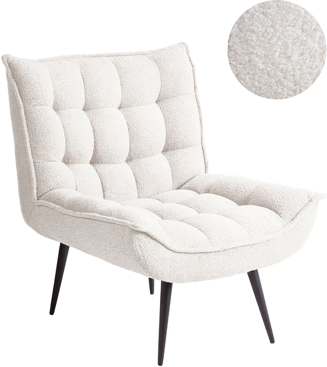 ALVESTA - Fauteuil - Wit - Bouclé