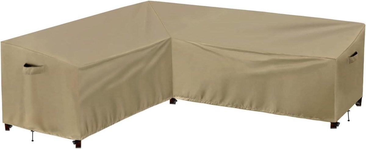 Sectionele Bankhoes - Terrasmeubelhoes L-vorm - Tuinmeubelen Beschermen - Waterdicht UV-bestendig - 264 x 2108 cm - Camel