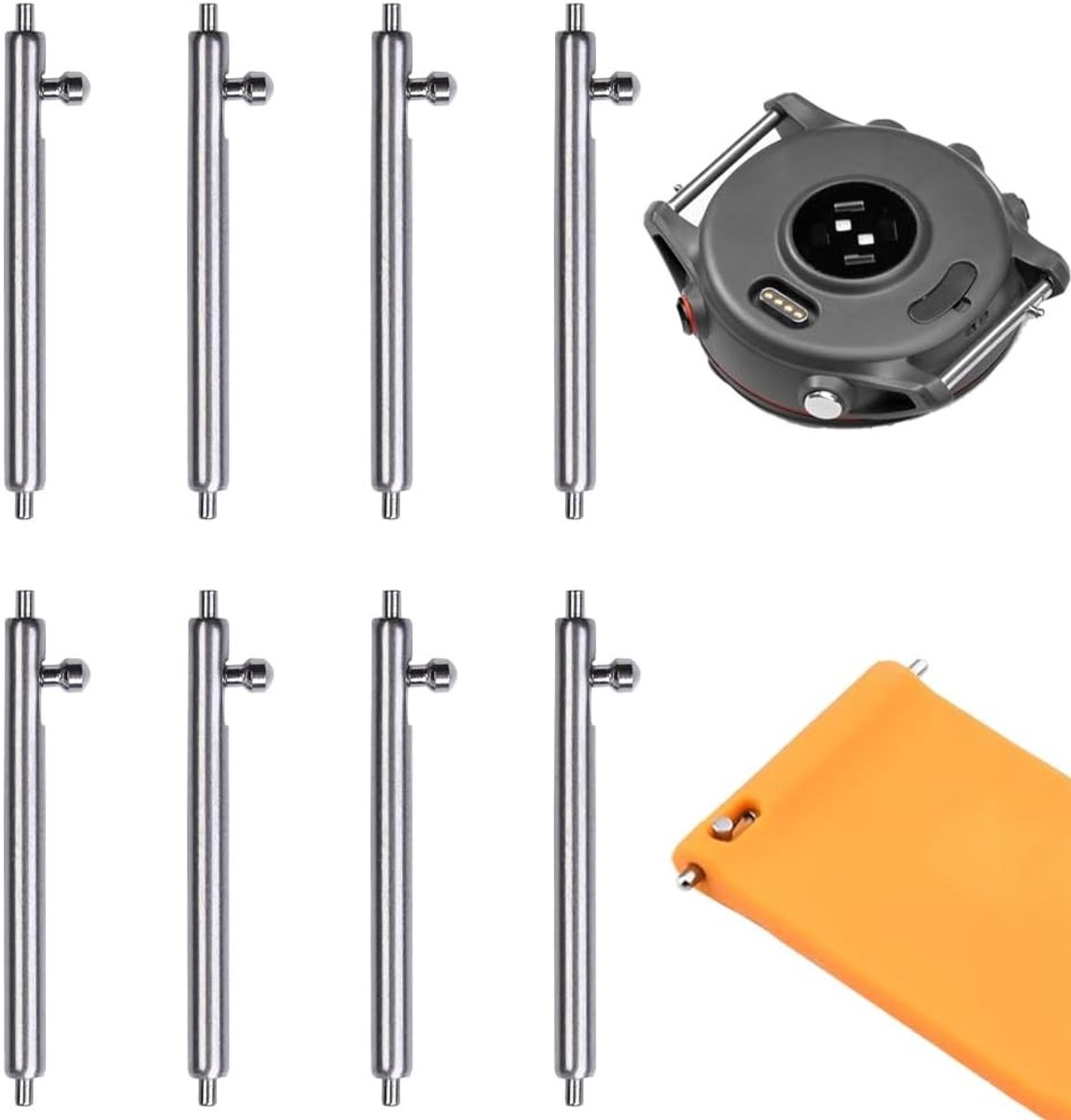 8 Stuks Snelle Ontgrendel Veerstangen, 24mm Vervangingspinnen voor Horlogeband, RVS Accessoires voor Leer en Silicoon Horlogebanden