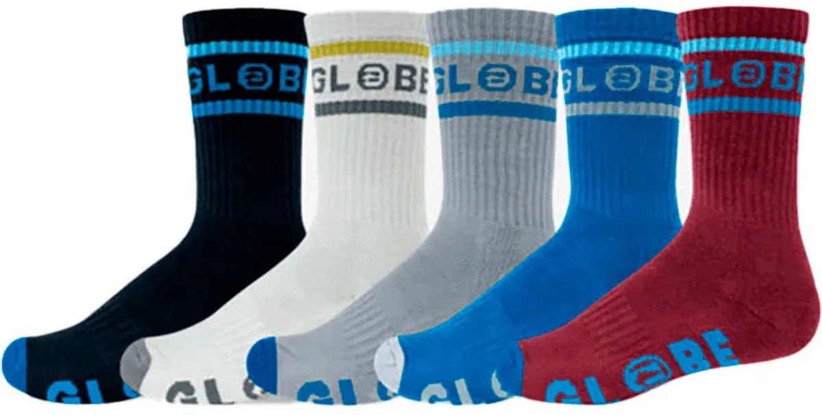 Globe Tilt Hi Crewsokken 5 Paren 1/2 Man Assorted
