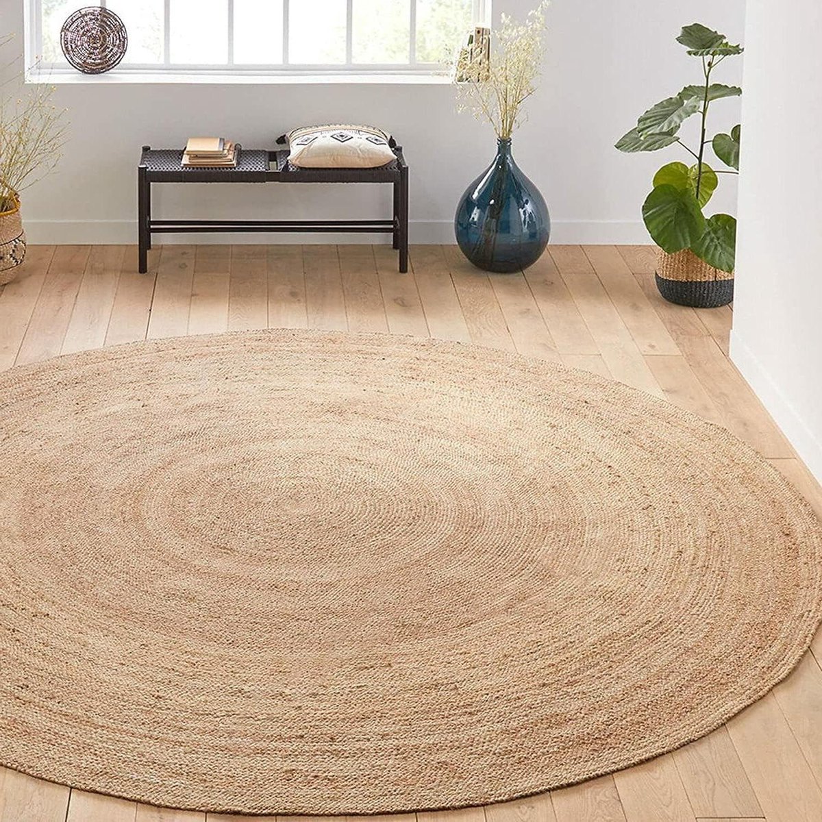 Rond Jute Tapijt - Handgeweven Vloerkleed - Woonkamer Decoratie - 100% Natuurlijke Jute -