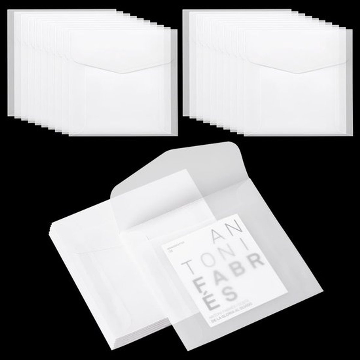 50 stuks glanzende papieren enveloppen, 9 x 9 cm (3,9 x 3,9 inch) doorschijnende vierkante papieren enveloppen voor uitnodigingen, wenskaarten, bruiloften, knutselprojecten en foto's