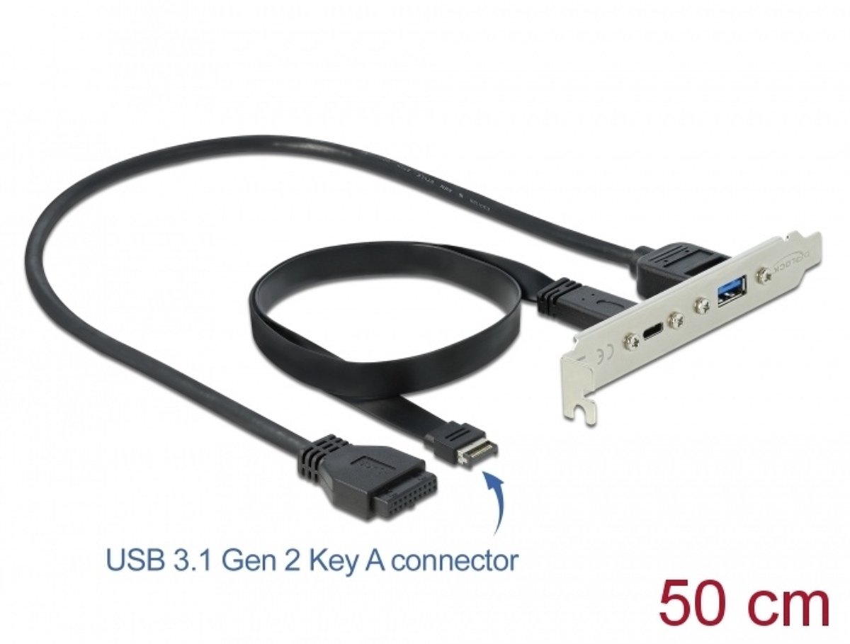 USB 3.1 slotplaatje met 1 x USB Type-C en 1 x USB Type-A Port