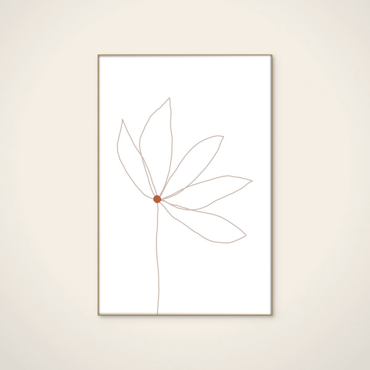 Akoestisch schilderij - 60 x 90 cm - Delicate Flower van uplusmestudio - Botanische wanddecoratie - goud textielframe