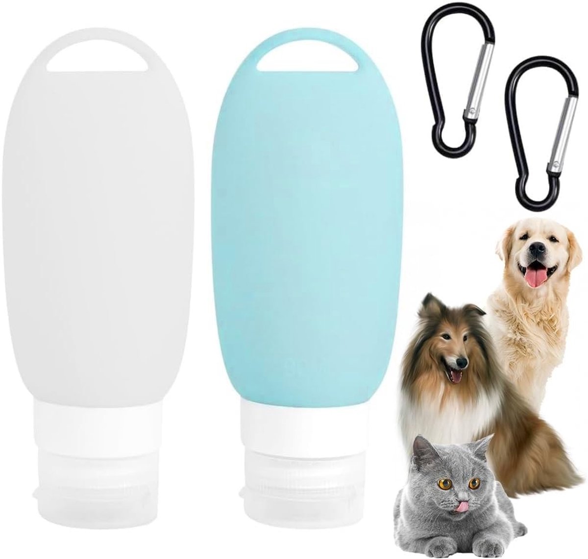 Set van 2 herbruikbare 90 ml voederbuizen voor honden, eenvoudig schoon te maken en ideaal voor het vullen van hondenvoer en snacks