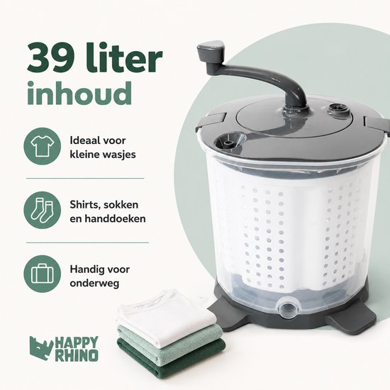 Happy Rhino - Wasmachine Centrifuge Slim - Wasmachines - Grijs - 2.4kg - PP - 33 x 33 x 46 cm van Merkloos — afbeelding 2